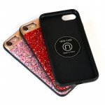 Wholesale iPhone 8 / 7 Sparkling Glitter Chrome Fancy Case with Metal Plate (Pink)